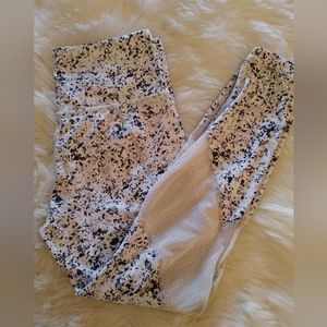 Athleta Soft White, Charcoal & Light Grey Speckled HR Leggings